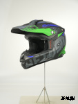 Шлем кроссовый HETOSHI OF836 EXOSS CROSS PRO MX289 цв.Черно-сине-зеленый Матовый р.M
