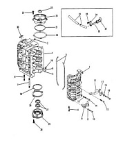 Блок цилиндров и картер в сборе 2-Х ТАКТНОГО ПЛМ MERCURY 50EO Серийный номер от 7208333 до 0A721307